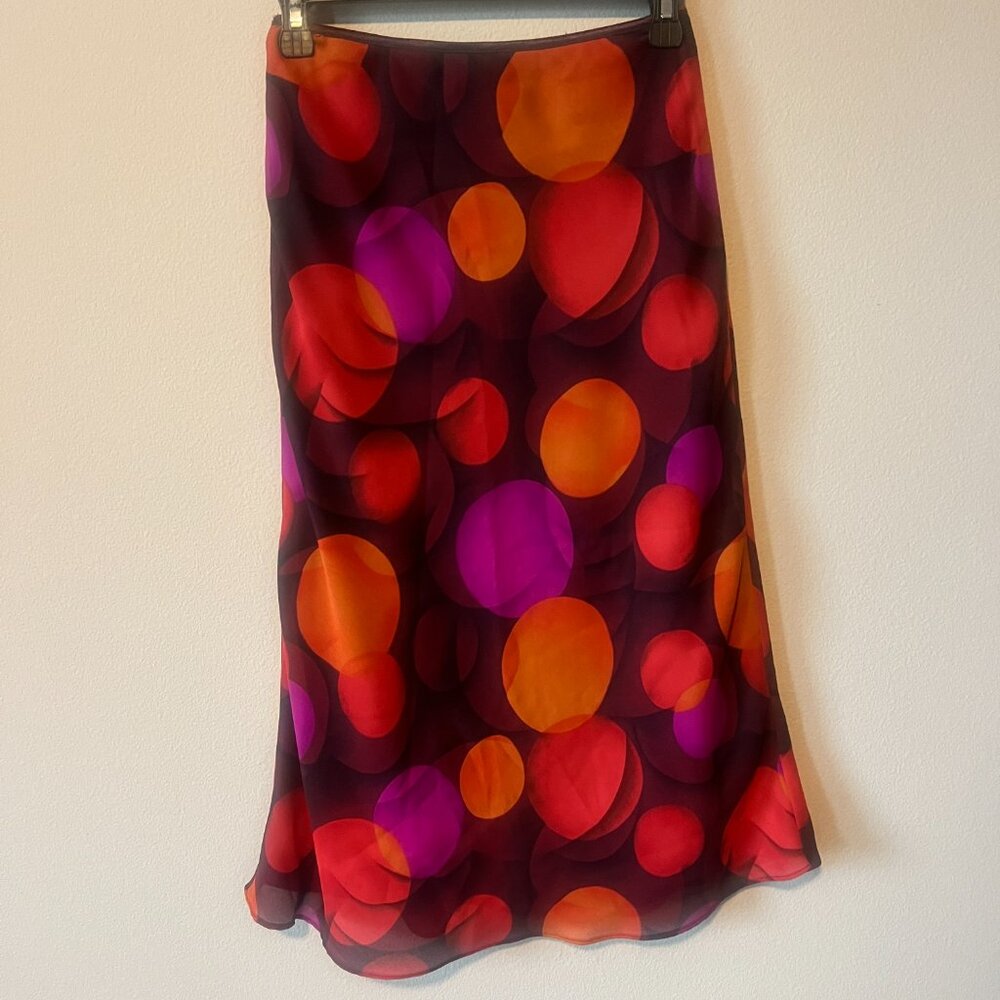 Krizia d. 100% Polyester Made in the USA Midi Skirt Colorful Circles Size Small - Picture 6 of 8